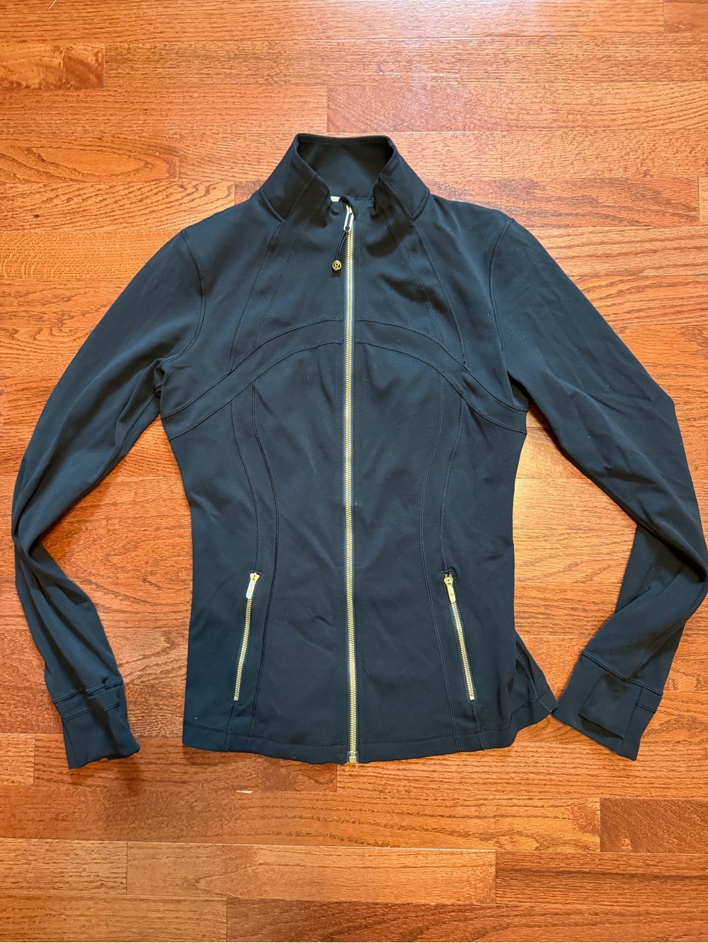 lululemon athletica Drfinr Black Zip-Up Athletic Jacket with Gold Zippers